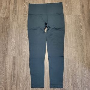 spanx seamless sculpt chevron ribbed leggings | dark emerald | xl